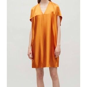 COS Oversized Satin Dress in Burnt Orange Size 6 NWT $135